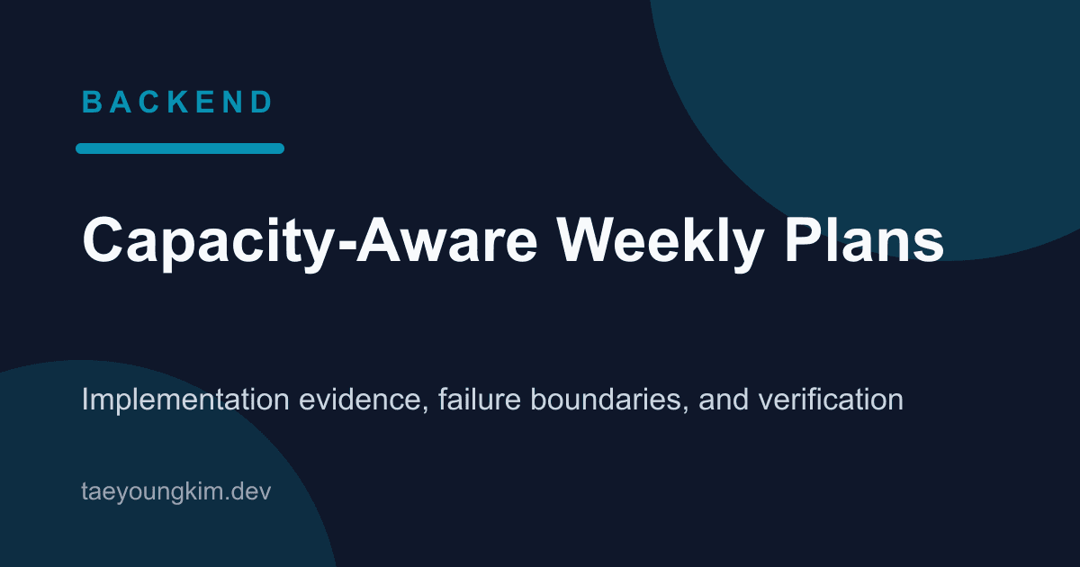 용량 제한과 잠금을 갖춘 주간 계획 API